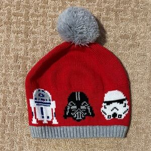 Euc Hanna Andersson Red Knit winter hat with Star Wars Characters, size L